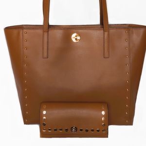 MICHAEL KORS LIKE NEW STUDDED TOTE & WALLET SET